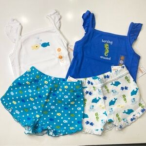 NWT Girls Gymboree Size 2T Shorts Tank Top 4 pc Set Shirt Summer Bundle New